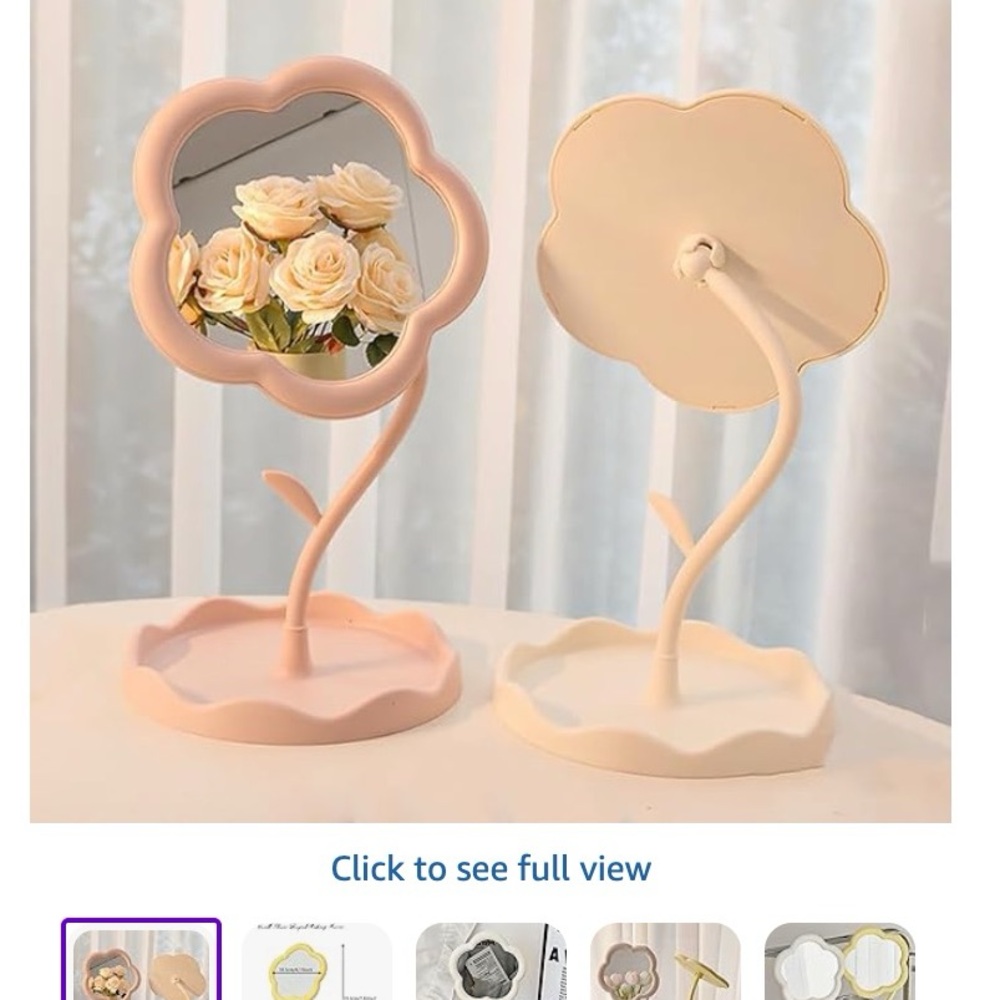 Floral Pink and Cream Vanity Mirror